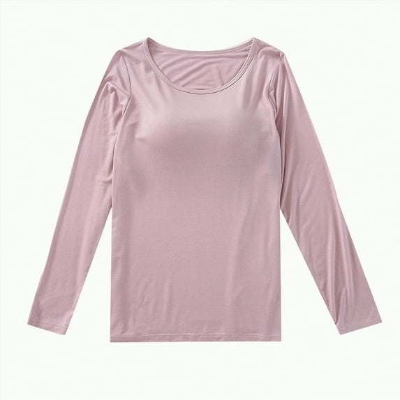 Kaprioy Womens Lightweight Pajamas Tops Long Sleeve Early Fall Fashion T-Shirt Crewneck Soft Pajama Shirts Sleep Tunics Tee Light Pink, M