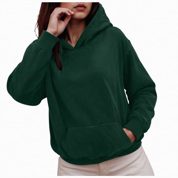 Kaprioy Womens Oversized Acid Wash Hoodie Unisex Heavyweight Cotton Hoodies Fleece Vintage Washed Sweatshirt Fall Fashion Clothes Dark Green, S