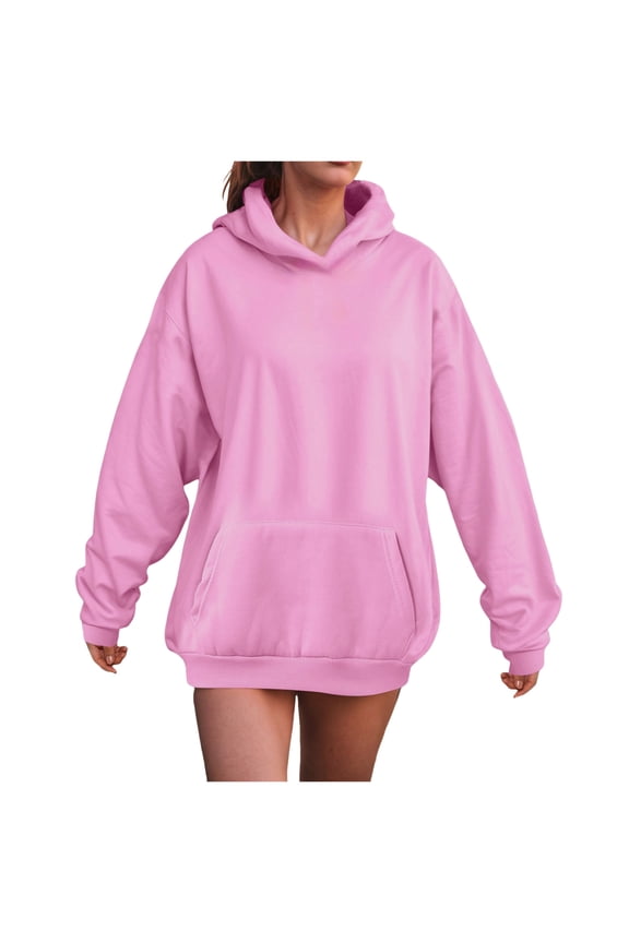 Womens Oversized Hoodies Fleece Hooded Sweatshirts Casual Comfy Tops 2025 Fall Fashion Clothes with Pockets Pink, XXL