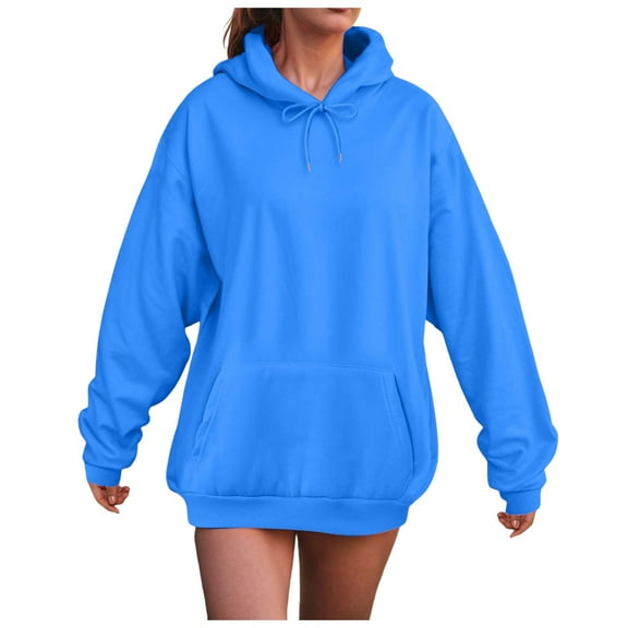 Kaprioy Womens Oversized Hoodies Long Sleeve Casual Comfy Tops 2025 Fleece Hooded Sweatshirts Fall Fashion Cute Clothes With Pockets Blue, XXXL