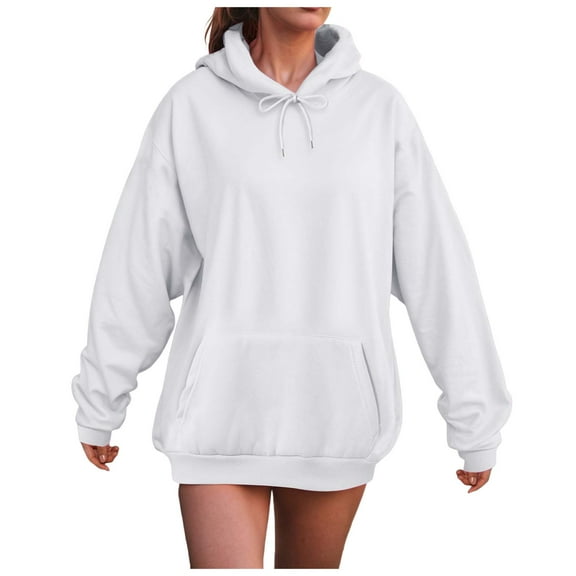 Kaprioy Womens Oversized Hoodies Long Sleeve Casual Comfy Tops 2025 Fleece Hooded Sweatshirts Fall Fashion Cute Clothes With Pockets White, L