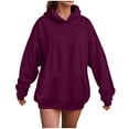 thumbnail image 1 of Kaprioy Womens Oversized Sweatshirt Essentials Hoodie Fleece Sweatshirts Fall Winter Fashion Pullover Sweaters Fashion Y2k Clothes Dark Purple, XXL, 1 of 5