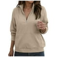 thumbnail image 1 of Kaprioy Womens Oversized Sweatshirts Half Zip Pullover Winter Clothing Quarter Zip Hoodies Long Sleeve Fall Fashion Shirts Clothes Khaki, XL, 1 of 5