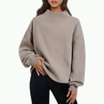 thumbnail image 1 of Kaprioy Womens Oversized Sweatshirts Turtleneck Pullover Long Sleeve Hoodies Tops Fall Fashion Clothing Winter Outerwear Khaki, M, 1 of 4