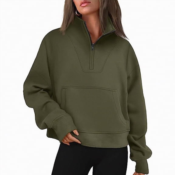 Kaprioy Womens Oversized Sweatshirts Turtleneck Pullover Long Sleeve Hoodies Tops Fall Fashion Clothing Winter Outerwear Women's Loose Casual Half High Neck Split Wide Collar Fleece Sweatshirt