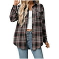 thumbnail image 1 of Kaprioy Womens Plaid Flannel Shacket Button Down Long Sleeve Casual Jackets Coats Fall Fashion Clothes Plus Size Baggy Trendy Shirts Black, M, 1 of 8
