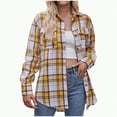 thumbnail image 1 of Kaprioy Womens Plaid Flannel Shacket Button Down Long Sleeve Casual Jackets Coats Fall Fashion Clothes Plus Size Baggy Trendy Shirts Women Casual Plaid Shirt Lapel Pocket Loose Button Shirts, 1 of 7