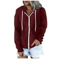 thumbnail image 1 of Kaprioy Womens Plus Size Hoodies Sweatshirt Long Sleeve Zip Up Drawstring Jacket Coat Fashion Clothing Outwear with Pocket Red, S, 1 of 6