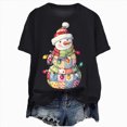 thumbnail image 1 of Kaprioy Womens Short Sleeve Crew Neck Tops Xmas Graphic Trees Shirt Christmas Holiday Print Tee Blouses Black, XXXL, 1 of 6