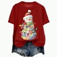 thumbnail image 1 of Kaprioy Womens Short Sleeve Crew Neck Tops Xmas Graphic Trees Shirt Christmas Holiday Print Tee Blouses Red, L, 1 of 6