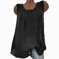 thumbnail image 1 of Kaprioy Womens Summer Tops Womens Summer Plus Size Tank Tops Fashion Solid Printing Crew Neck Sleeveless Cotton Linen T-shirts Casual Loose Baggy Tunic Blouse, 1 of 4