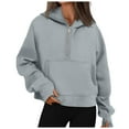 thumbnail image 1 of Kaprioy Womens Sweatshirts Half Zip Cropped Pullover Fleece Quarter Zipper Hoodies 2025 Fall Fashion Clothes RD2, L, 1 of 6