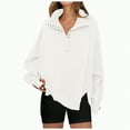 thumbnail image 1 of Kaprioy Womens Sweatshirts Oversized Casual Loose Button Up Henley Pullover Top High Low Split Winter Fall Fashion Clothing White, L, 1 of 6