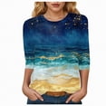 thumbnail image 1 of Kaprioy Womens Tops Elbow-Length Graphic Crew Neck T-Shirts Womens Shirts, 1 of 4