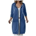 thumbnail image 1 of Kaprioy Womens Zip Up Hoodies Long Coat Sweatshirt Double Zipper Fall Fashion Jacket Sweatshirts Winter Warmy Hoodie Blue, XXXXXL, 1 of 4