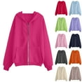 thumbnail image 1 of Kaprioy Womens Zip Up Hoodies Oversized Long Sleeve Hooded Sweatshirts Winter Lightweight Casual Fall Fashion Clothing Hot Pink, XL, 1 of 1