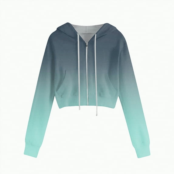 Kaprioy Zip Up Hoodies for Women Cropped Long Sleeve Sweatshirts Jackets Trendy Y2k Crop Tops Fall Fashion Women Casual Solid Color Zipper Hooded Drawstring Pocket Sweatshirt Jacket
