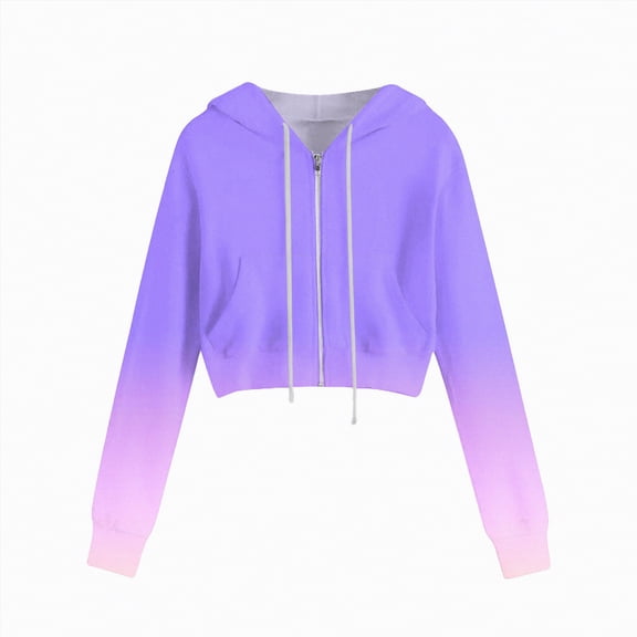 Kaprioy Zip Up Hoodies for Women Cropped Long Sleeve Sweatshirts Jackets Trendy Y2k Crop Tops Fall Fashion Women Casual Solid Color Zipper Hooded Drawstring Pocket Sweatshirt Jacket