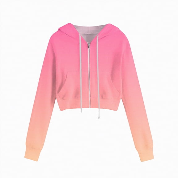 Kaprioy Zip Up Hoodies for Women Cropped Long Sleeve Sweatshirts Jackets Trendy Y2k Crop Tops Fall Fashion Women Casual Solid Color Zipper Hooded Drawstring Pocket Sweatshirt Jacket