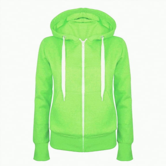 Kaprioy Zip Up Hoodies for Women Long Sleeve Loose Fit Hooded Pullover Drawstraing Casual Fall Fashion Sweatshirts with Pocket Light Green, XL
