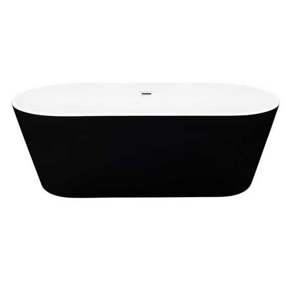 Kaprun 63" x 30" Acrylic Flatbottom Soaking Bathtub in Black with Drain/Overflow