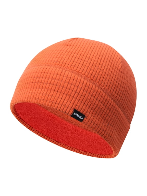 Beanie Caps for Men Women, Fleece Lined Helmet Liner Warm Cycling Cap, Breathable Helmet Skull Cap Sleep Beanie ,Orange