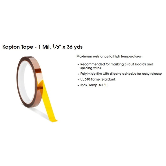 Kapton Tape - 1 Mil, 1?2 x 36 yds Uline S-7595