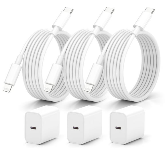 3Pack iPhone 14 13 12 11 Fast Charger-20W PD USB C Wall Charger with 6FT Fast Charging Cable Compatible iPhone 14/13/12/11/Pro/Pro Max/Mini/Xs Max/XR/X-White