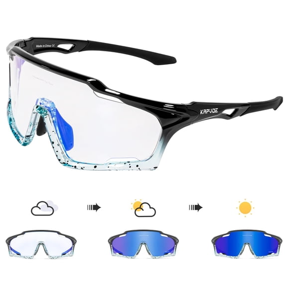 Kapvoe New Outdoor Photochromic Sunglasses Men Driving Bike Cycling Glasses Women Bicycle Riding Hiking Sports UV400 Goggles