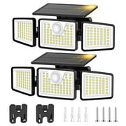 Kapwan 2 Pack Solar Lights Outdoor,156LED 2500LM Solar Flood Lights Waterproof,Motion Sensor Security Lights,Outdoor Security Lights 3 Modes for Yard,Garage,Patio