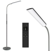 Kapwan LED Floor Lamps for Living Room,Grey Gooseneck Floor Lamp with 1H Timer, Adjustable Brightness Reading Light with Remote & Touch Control