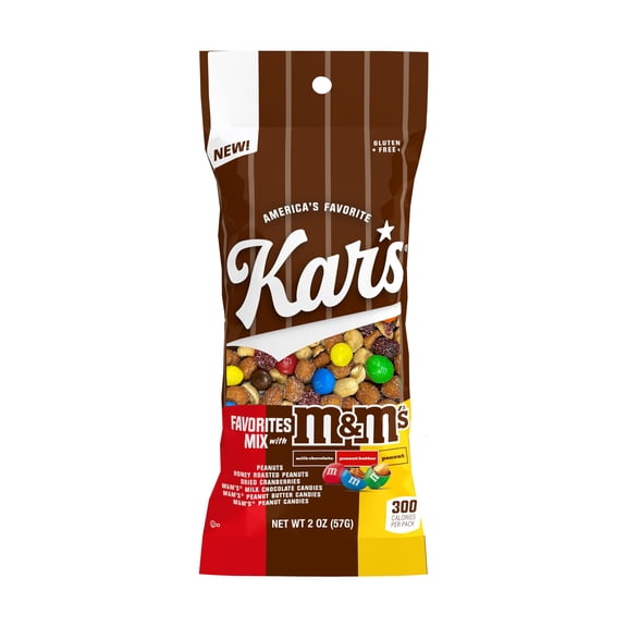 Kars Nuts Favorites Mix with M&M'S Candies Trail Mix, 2oz Grab & Go Bags (Pack of 36), Gluten-Free Trail Mix Snack