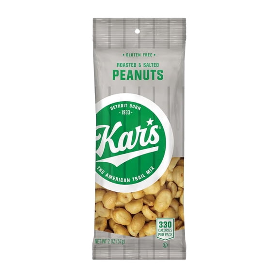 Kars Nuts Roasted & Salted Peanut Snacks, 2 oz Individual Snack Packs - Bulk Pack of 72, Gluten-Free Snacks