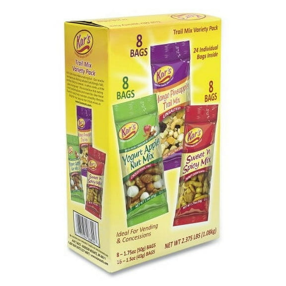 Kar's Trail Mix Variety Pack, Assorted Flavors, 24 Packets/Box, (28800012)