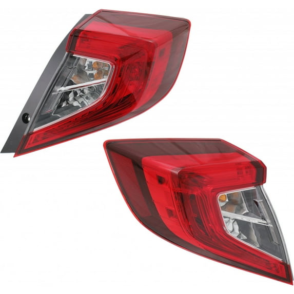 KarParts360 For 2016 2017 2018 Honda Civic Tail Light Assembly Pair Driver and Passenger Side w/Bulbs For HO2804110 HO2805110 | 33550TBAA01, 33500TBAA01