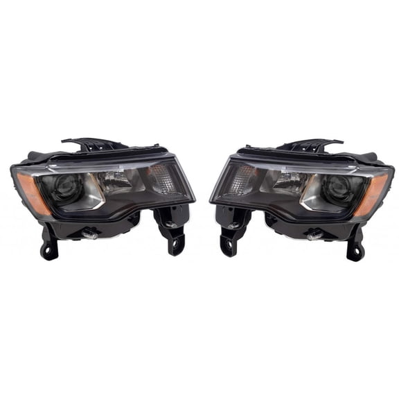 KarParts360 For 2017 2018 2019 Jeep Grand-Cherokee Headlight Assembly w/Bulbs Driver and Passenger Side Sport Utility Black Replaces DOT Certified | CH2502309 | CH2503309 | 68266647AD | 68266646AD