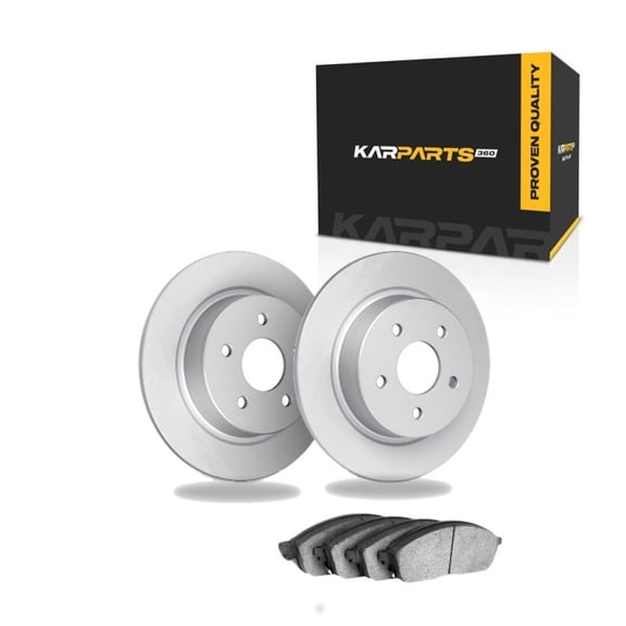 KarParts360 For Audi Q2 2018 2019 2020 2021 Disc Brake Set | Rear | Cast Iron Rotor Material | Plain Rotor Style | Excluded Calipers | With Brake Pads