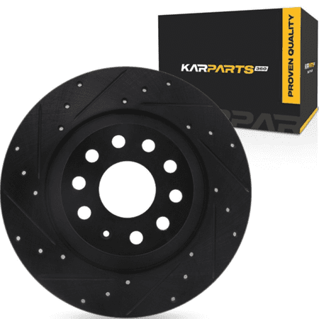 KarParts360 For Audi Q3 2016-2025 Brake Rotor Rear, Driver Side | Cast Iron | Solid | Black Finish | 65 Millimeters/2.56 Inches Center Hole Diameter | 10 Millimeters/0.39 Inches Discard Thickness