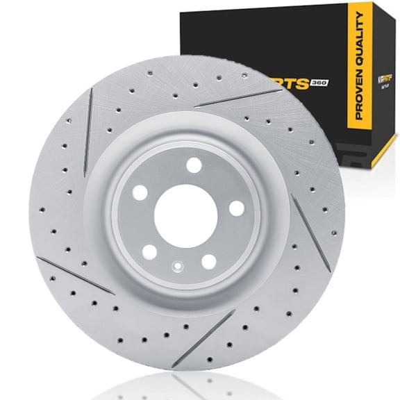 KarParts360 For Audi S8/SQ7/SQ8 2020-2026 Brake Rotor Rear, Driver Side | Coated Rotor | Drilled And Slotted | 5 Lug Holes | 26 Millimeters / 1.02 Inches Minimum Thickness | 2/5 Noise Level