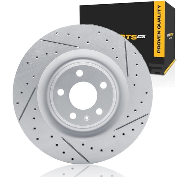 KarParts360 For Audi S8/SQ7/SQ8 2020-2026 Brake Rotor Rear, Passenger Side | Coated Rotor | Drilled And Slotted | 5 Lug Holes | 26 Millimeters / 1.02 Inches Minimum Thickness | 2/5 Noise Level