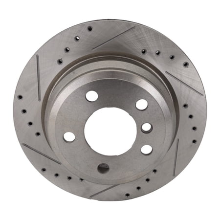 KarParts360 For BMW 340i xDrive 2016 2017 2018 Brake Disc Rear, Driver OR Passenger Side | Single Piece | Cast Iron | Natural | Cross-drilled and Slotted | 0.72 In. Minimum Thickness | 12134150, 4588
