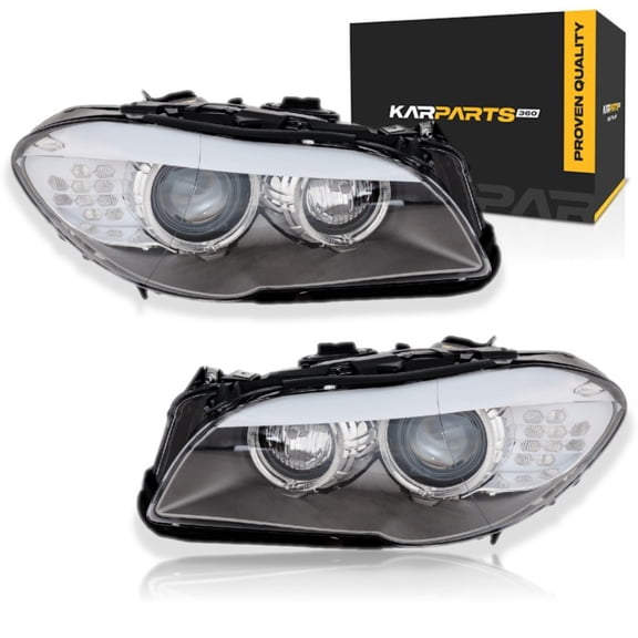 KarParts360 For BMW 528i/535i/550i 2011 2012 2013 Headlights | Pair | HID | Driver And Passenger Side | Clear Lens | Lens and Housing | With Auto Adjust Headlight | 63117271903-PFM, 63117271904-PFM