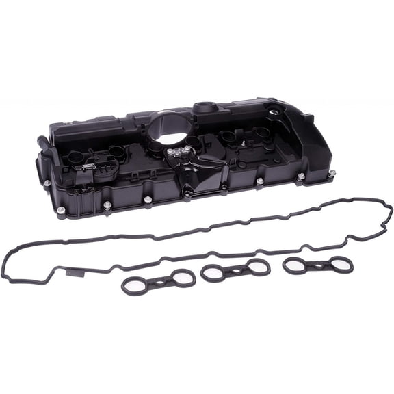 KarParts360 For BMW 528i xDrive 2009 2010 Engine Valve Cover | Plastic | Black | Contains Oil Baffles | DOHC Cylinder Head Type | Grommets Included | Replacement For 11127552281