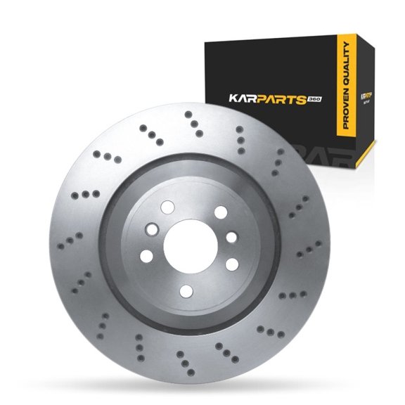 KarParts360 For BMW X3/X4 2020 21 22 23 24 2025 Disc Brake Rotor Passenger Side | Rear | Drilled Style | 370 Millimeters/14.57 Inches Outside Diameter