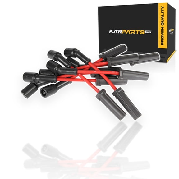 KarParts360 For Cadillac CTS 2004 2005 Spark Plug Wire | Red | Solid Boot | Black Coil End Boot | Snap Lock Distributor Coil End Terminal | Noise Suppression Type Included