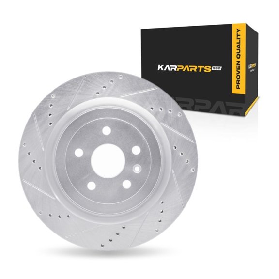 KarParts360 For Cadillac CTS 2009-2019 Brake Rotor Rear, Driver Side | Cast Iron | Vented | Silver Finish | 26 Millimeters/1.02 Inches Discard Thickness | 5 Stud/Lug Hole