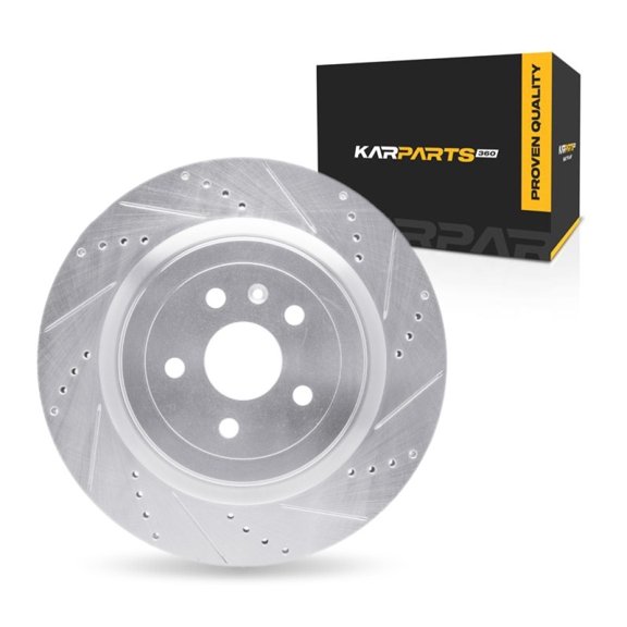 KarParts360 For Cadillac CTS 2009-2019 Brake Rotor Rear, Passenger Side | Cast Iron | Vented | Silver Finish | 26 Millimeters/1.02 Inches Discard Thickness | 5 Stud/Lug Hole