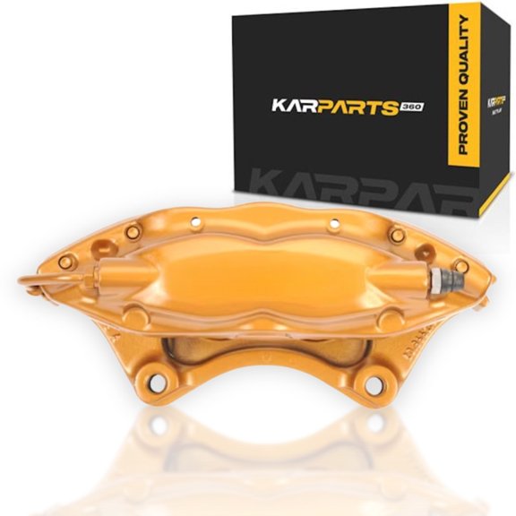 KarParts360 For Cadillac CTS 2016-2019 Disc Brake Caliper Driver Side | Rear | Gold Caliper | Fixed Caliper | Straight Inlet Fitting | 40 Core Charge | 4 Piston | Replacement For 23309776