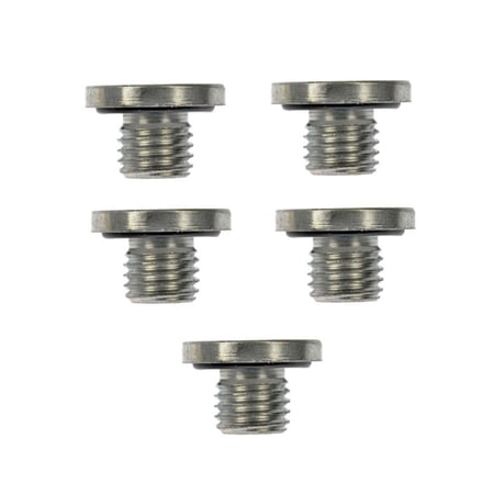 KarParts360 For Cadillac Catera 1997 98 99 00 2001 Engine Oil Drain Plugs | 5 Pieces | Steel Material | Silver | 3 Bolt Grade | Conventional Drain Method | Replacement For 90502556, 96041864