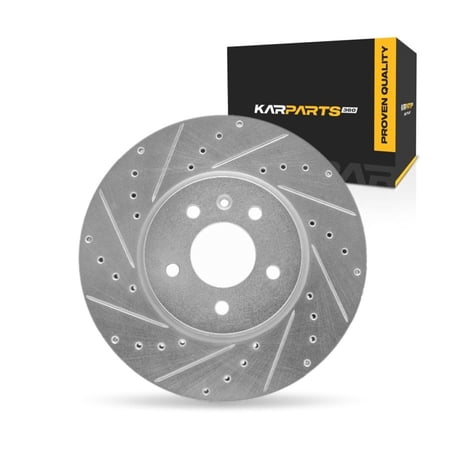 KarParts360 For Cadillac ELR 2014 2015 2016 Brake Rotor Front, Driver Side | Cast Iron | Vented | Silver Finish | 27 Millimeters/1.06 Inches Discard Thickness | 5 Stud/Lug Hole